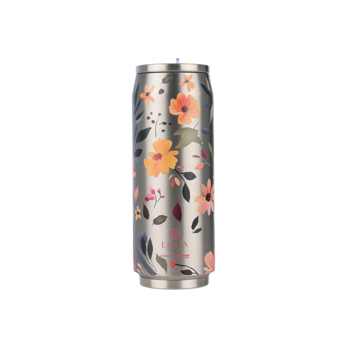 Estia Θερμός Travel Cup Save The Aegean 500ml Silver Botanic