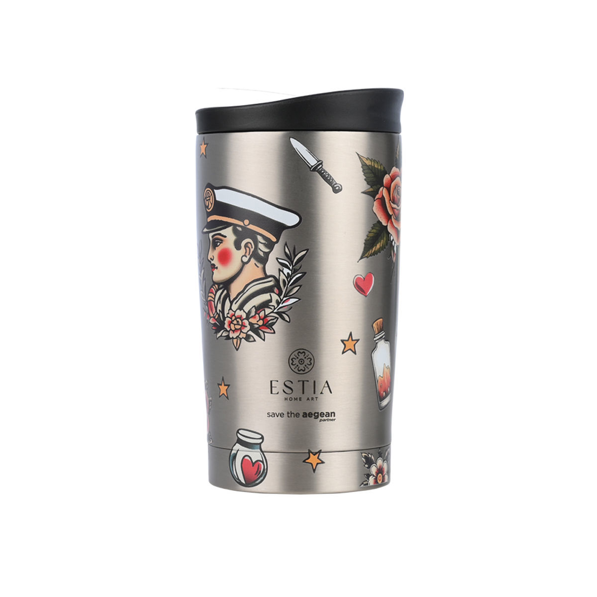 Estia Θερμός Travel Mug Save The Agean350ml Old School Ink