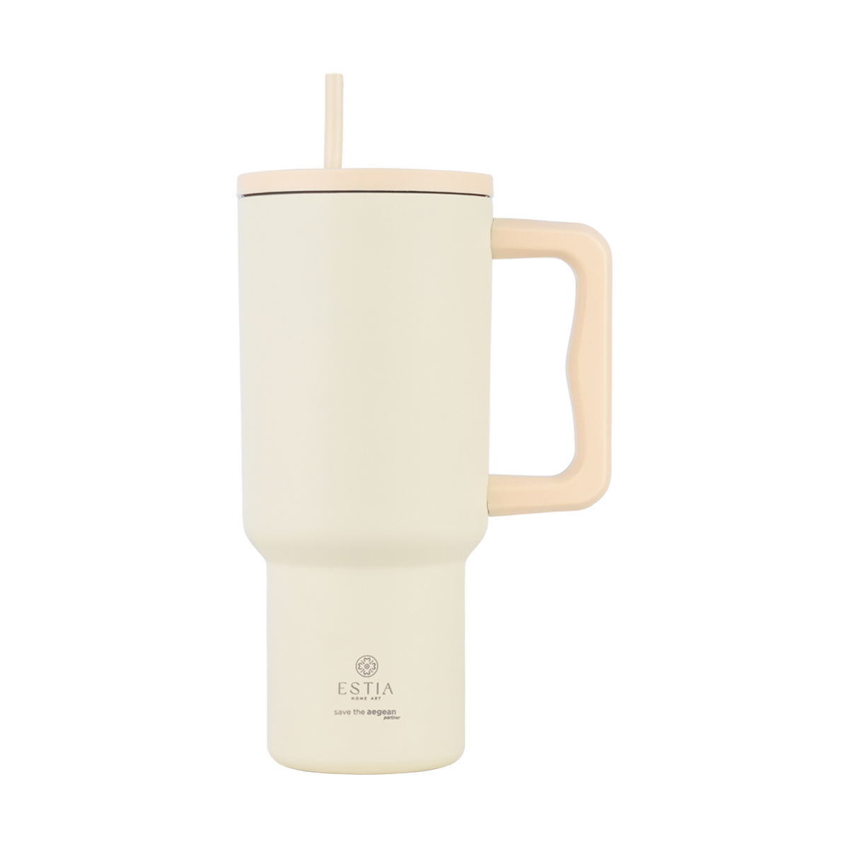 Estia Θερμός Straw Tumbler XL Save The Aegean 900ml Lily White