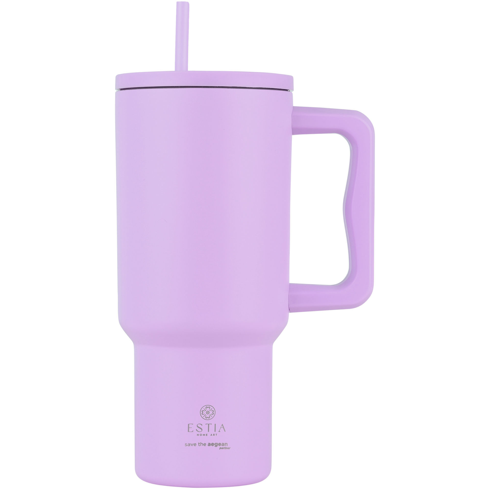 Estia Θερμός Straw Tumbler XL Save The Aegean 900ml Lavender Purple