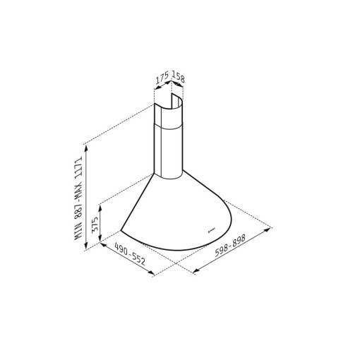 Pyramis Απορροφητήρας Classic Στρογγυλή Καμινάδα (90cm) 065017901