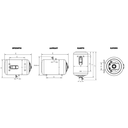 Elco Ηλεκτρικός θερμοσίφωνας Titan 80L Boiler Οριζόντιος 4,0kW