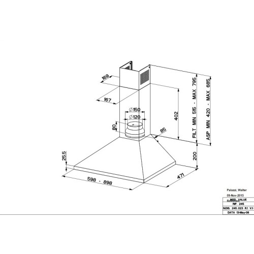 Faber Απορροφητήρας Τζάκι Value PB4 2L X A60 Inox