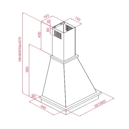 Teka Απορροφητήρας Καμινάδα τοίχου OSA 970 VN VANILLA 90 cm