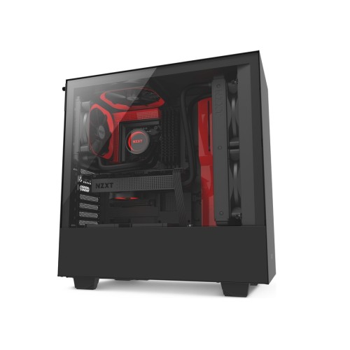 NZXT Tower Case H500 Matte Black/Red - Tempered Glass (CA-H500B-BR)