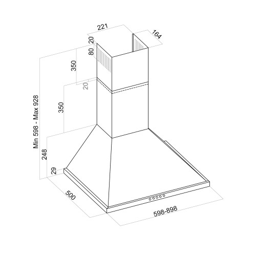 Davoline Απορροφητήρας Καμινάδα KOS HPC 90cm Inox