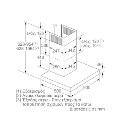 Neff Απορροφητήρας Νησίδα D96BMV5N5 Inox με Home Connect (90cm)