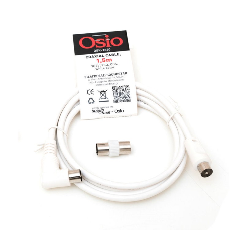 Osio Ομοαξονικό Καλώδο Κεραίας Αρσενικό σε Γωνιακό Αρσενικό με Θηλυκό Αντάπτορα OSK-1320 1.5m