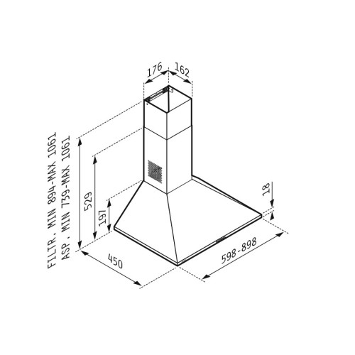 Pyramis Απορροφητήρας Καμινάδα Lux Classic 90cm Inox (065030202)