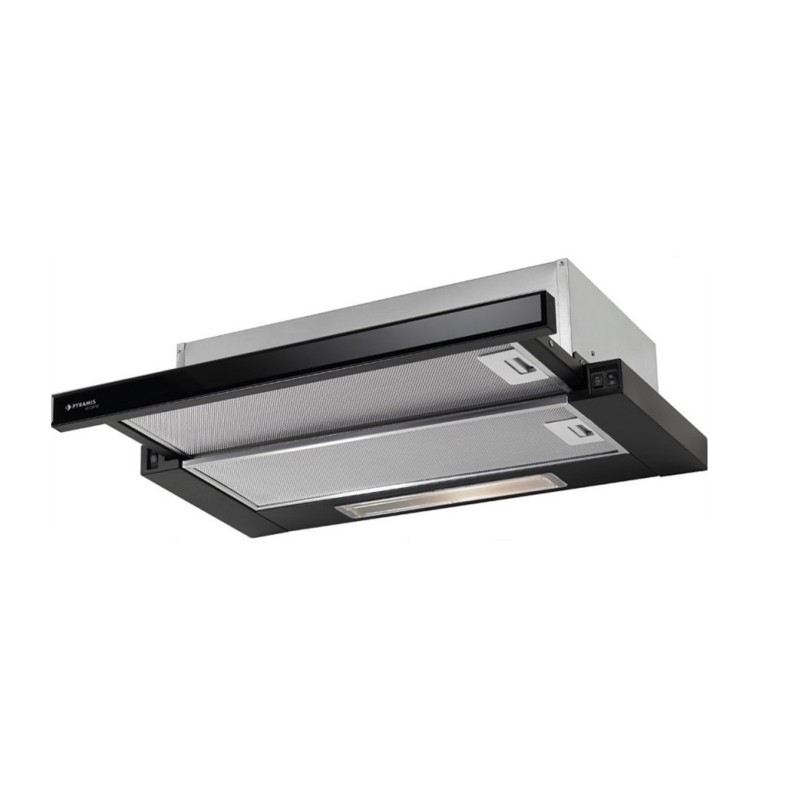 Pyramis Απορροφητήρας Συρόμενος Ecoline 60cm Inox με Μαύρο Γυαλί (065032801)