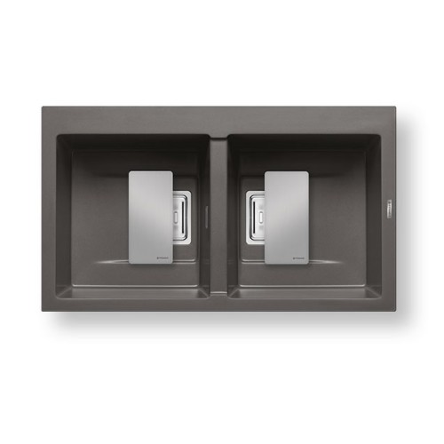 Pyramis Νεροχύτης Ένθετος Pyragranite Kartesio 2B 86x50 Iron Grey (070054311)