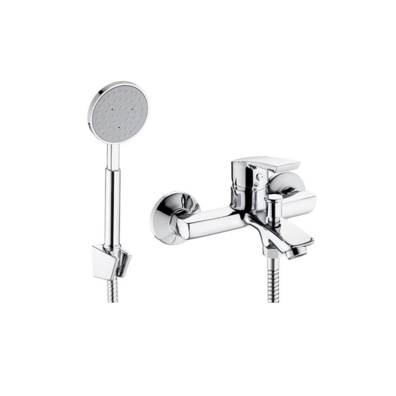 Pyramis Αναμεικτική Επίτοιχη Μπαταρία Λουτρού με Σετ Ντους Delicato Plus (090925301)