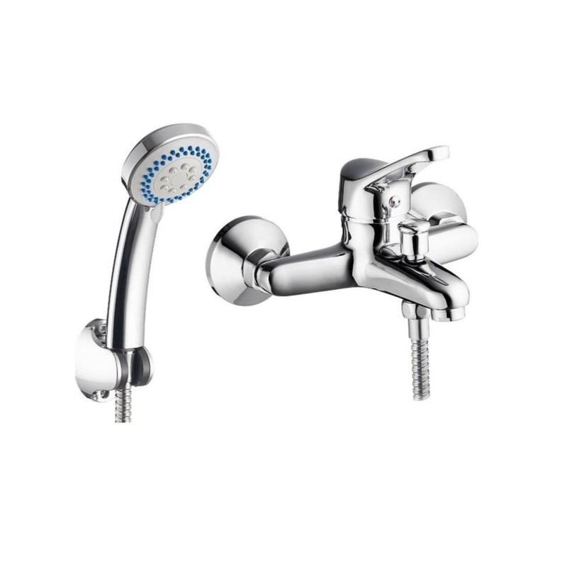 Pyramis Αναμεικτική Επίτοιχη Μπαταρία Λουτρού με Σετ Ντους Serra (090925801)