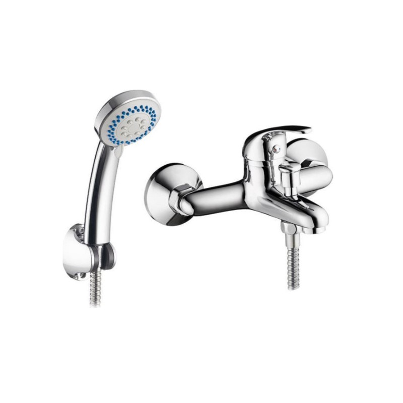 Pyramis Αναμεικτική Επίτοιχη Μπαταρία Λουτρού με Σετ Ντους Sonia (090926001)