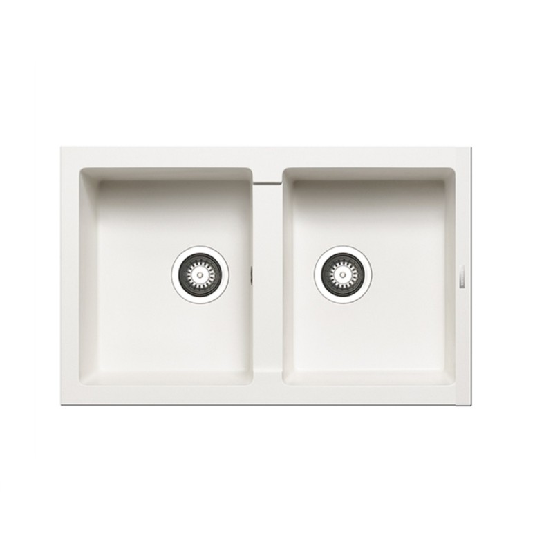 Pyramis Νεροχύτης Pyragranite Athlos 2B 86x50 Snow (070071211)