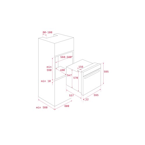 Teka Φούρνος Ανω Πάγκου Εντοιχιζόμενος HRB 6100 Anthracite Brass