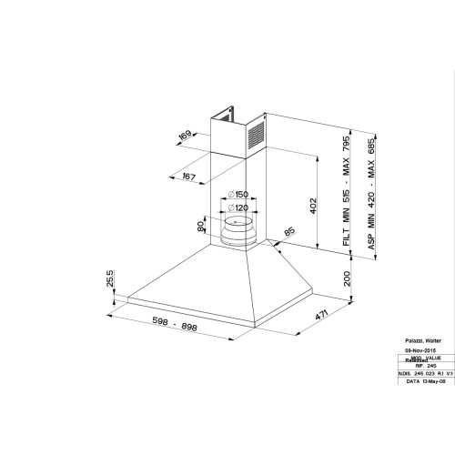 Faber Απορροφητήρας Τζάκι VALUE PB X A90 90cm Inox