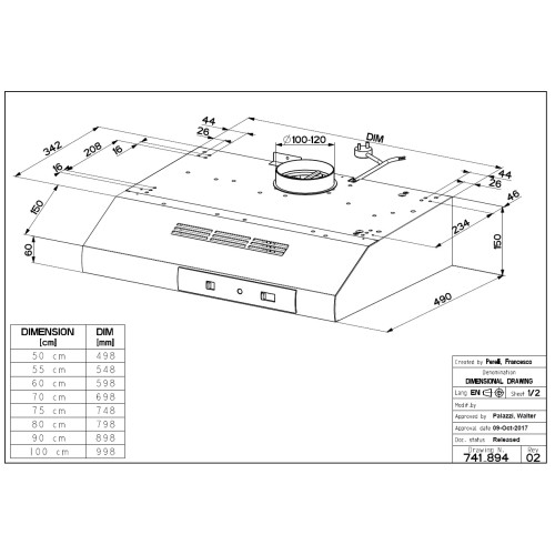 Faber Απορροφητήρας Ελεύθερος 741 BASE W A90 90cm Λευκό