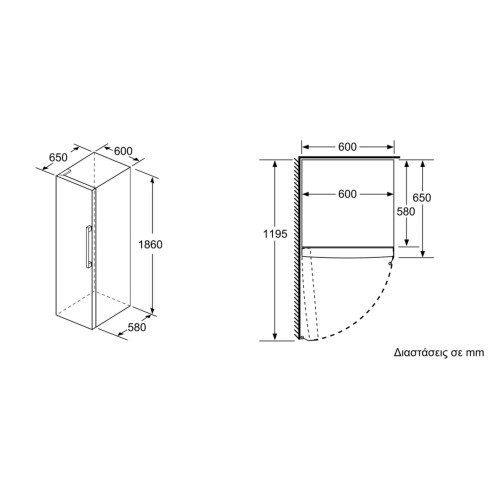 Bosch Ψυγείο Μονόπορτο KSV36AIEP 346lt Inox