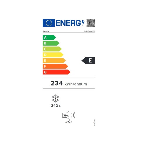 Bosch Κάθετος Καταψύκτης GSN36AIEP Full NoFrost 242lt Inox