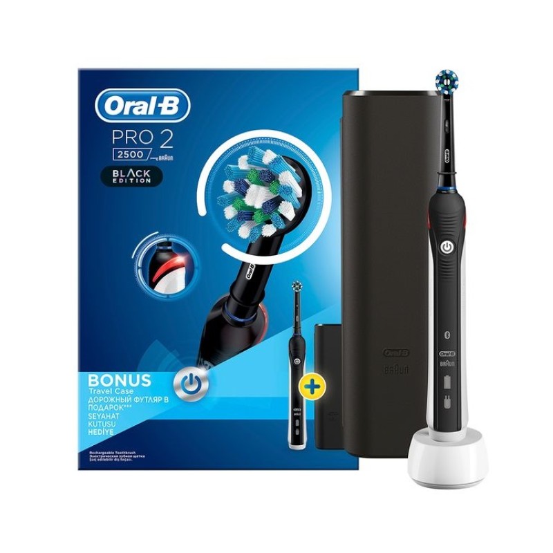 Oral-B Ηλεκτρική Οδοντόβουρτσα Pro 2 2500 Black Edition Bonus Black Travel Case