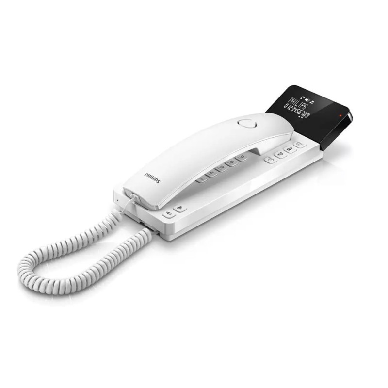 Philips Ενσύρματο Τηλέφωνο M110W/GRS με Oθόνη και Aνοιχτή Aκρόαση (115087-0002) Λευκό 