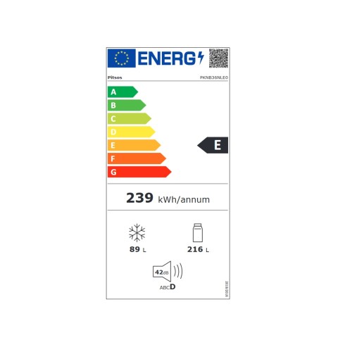 Pitsos Ψυγειοκαταψύκτης PKNB36NLE0 Full NoFrost 305lt Inox