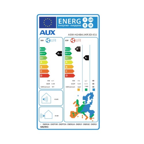 AUX Κλιματιστικό J-Smart ASW-H24B4/JKR3DI-EU 24000Btu (A++/A+++) White