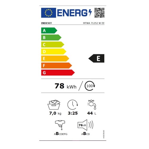 Indesit Πλυντήριο Ρούχων MTWA 71252 W EE (7Kg 1200Rpm)