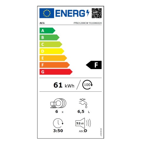AEG Πλυντήριο Πιάτων FFB21200CW (55cm)
