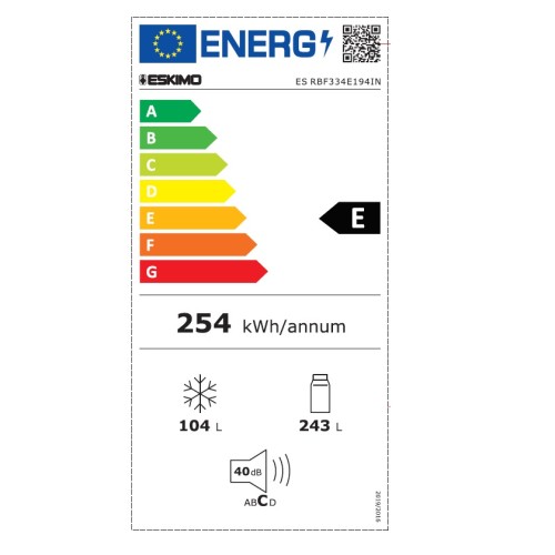 Eskimo Ψυγειοκαταψύκτης ES RBF334E194IN No Frost 347lt Inox