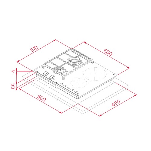 Teka Αυτόνομη Επαγωγική Εστία + Κεραμικό Πλατώ Γκαζιού JZC 64322 ABN (60cm)