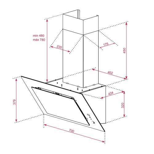 Teka Απορροφητήρας Τζάκι DVT 78660 (70cm) Λευκός