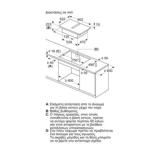 Bosch Αυτόνομη Επαγωγική Εστία Με Ενσωματωμένο Απορροφητήρα PVQ811F15E (80cm)