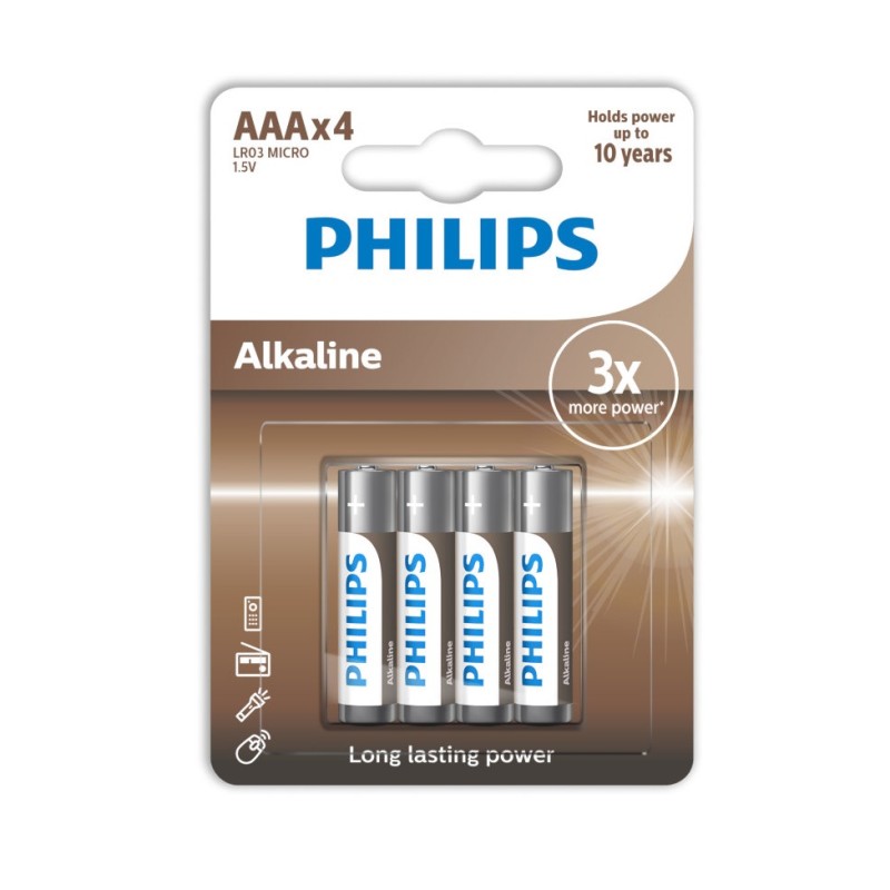 Philips Αλκαλική Μπαταρία LR03A4B/GRS AAA (115010-0004)