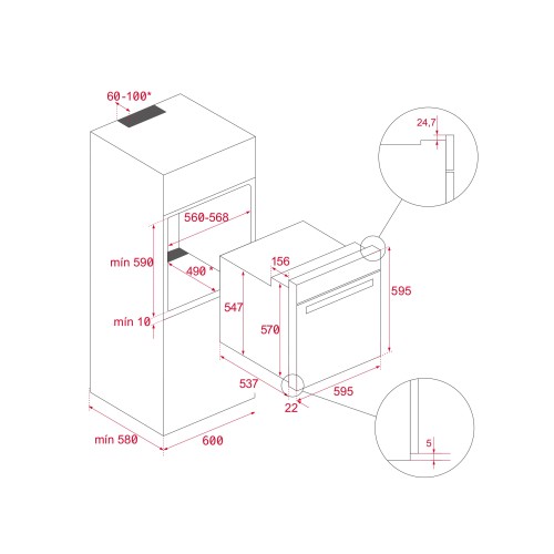Teka Εντοιχιζόμενος Φούρνος Ανω Πάγκου HLB 8600 SM Steam Grey