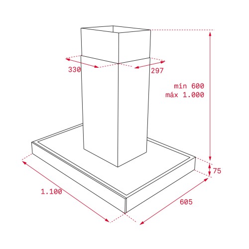 Teka Απορροφητήρας Νησίδα DPL ISLA 1185 (110cm) Ανοξείδωτο/Μαύρο κρύσταλλο