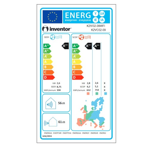 Inventor Κλιματιστικό Inverter King Plus K2VI32-09WFI/K2VO32-09 9000 Btu (A+++/A+++)