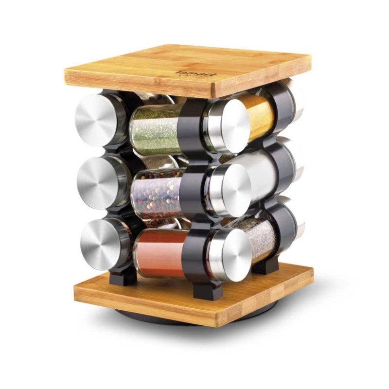 Lamart Σετ Μπαχαρικών σε Ξύλινη Περιστρεφόμενη Βάση LT7010 (12ΤΜΧ)