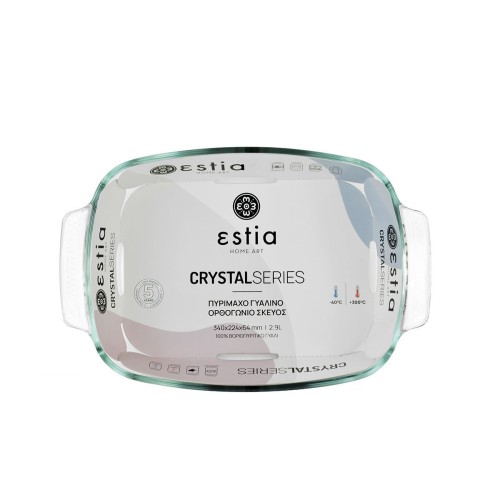 Estia Ταψί Γυάλινο Πυρίμαχο Ορθογώνιο Crystal 01-10607 34x22x6cm 2.9lt