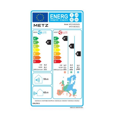 Metz Κλιματιστικό Inverter MTZ12E23 Με Wi-Fi & Ιονιστή 12000 Btu (A++/A+++)