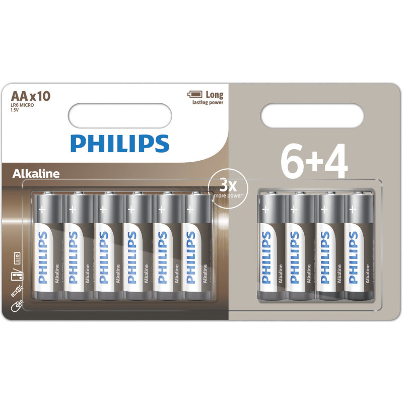 Philips Αλκαλικές Μπαταρίες LR6A10BP/GRS (115010-0005)