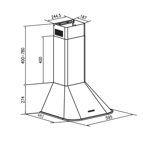 Gruppe Απορροφητήρας Τζάκι Armonia S-1013-A01-M13-600 Μαύρος 60cm
