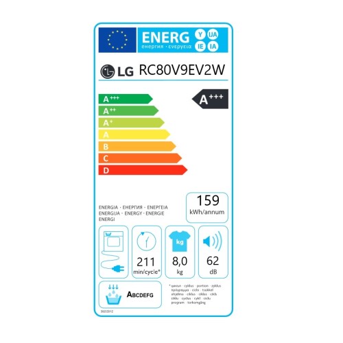 LG Στεγνωτήριο Ρούχων RC80V9EV2W (8kg)
