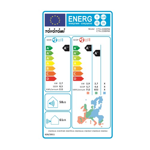 Toyotomi Κλιματιστικό Inverter ErΑΙ Midnight Blue CTN/CTG-228BRM 9000btu με Ιονιστή και WiFi (A+++/A+++)