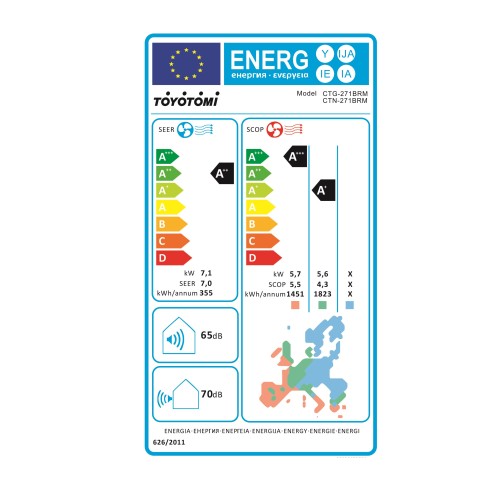 Toyotomi Κλιματιστικό Inverter ErΑΙ Midnight Blue CTN/CTG-271BRM 24000btu με Ιονιστή και WiFi (A++/A+++)