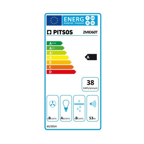 Pitsos Απορροφητήρας Συρόμενος 2MID60T Ασημί 60cm