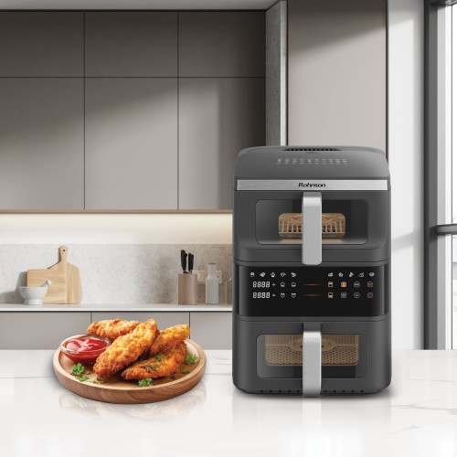 Rohnson Φριτέζα Αέρος Double Stack Air Fryer R-2892 με 2 Αποσπώμενους Κάδους 10lt