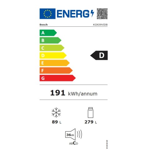 Bosch Ψυγειοκαταψύκτης KGN39VIDB Total NoFrost 368lt Υ201xΠ60xΒ66εκ.