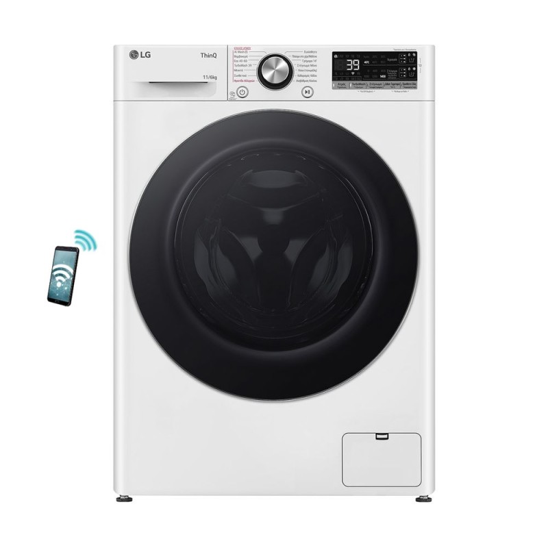 LG Πλυντήριο Στεγνωτήριο Ρούχων D4R7511TSWC 11kg / 6kg Ατμού 1400 Στροφές
